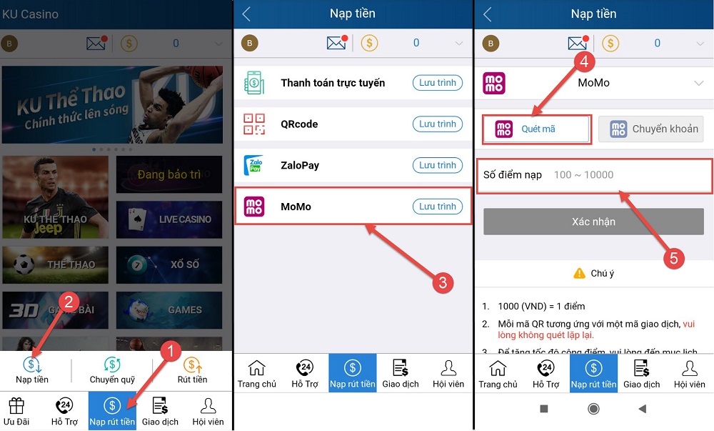 nạp tiền qua momo