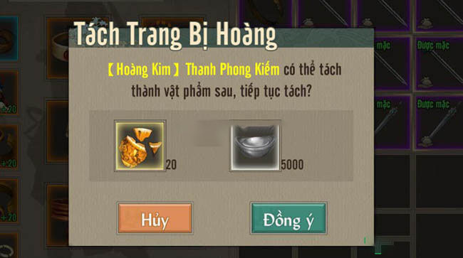 Tách trang bị Hoàng Kim