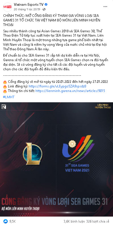 đăng ký sea games 31